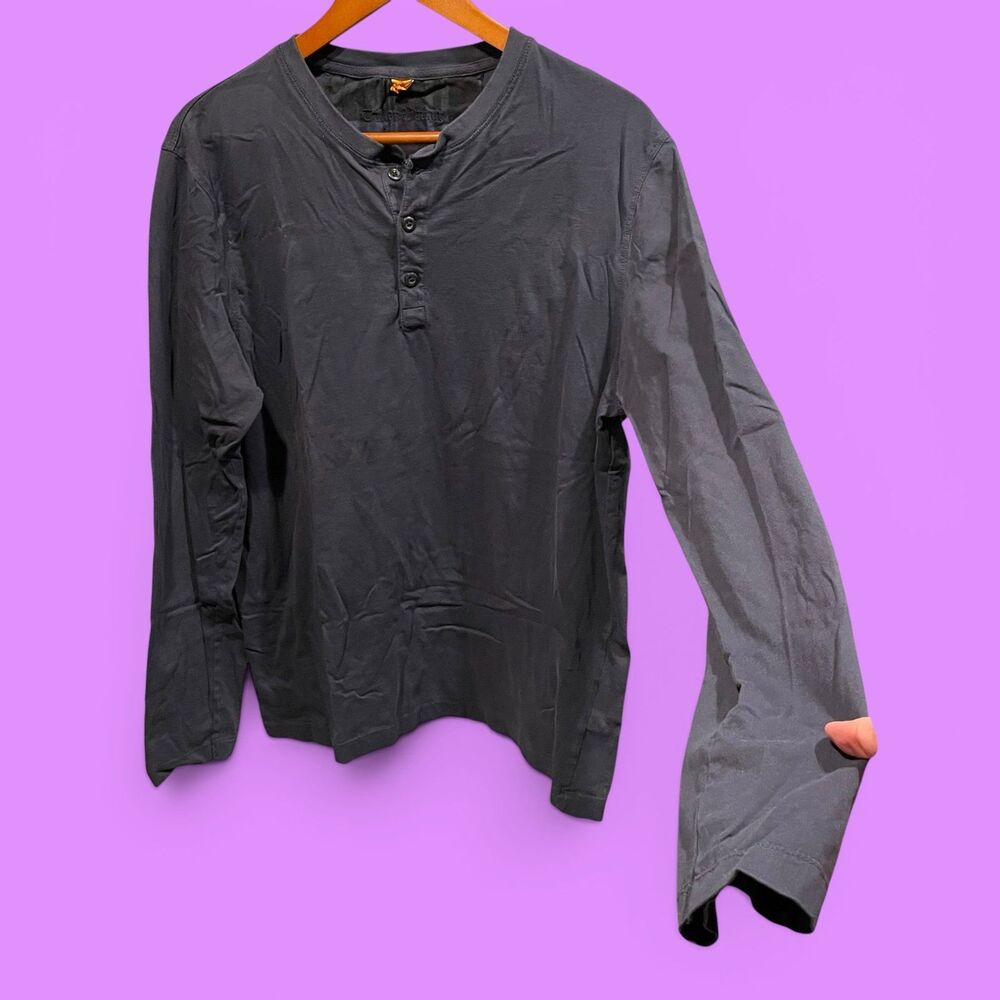 Soft cotton navy Tailor Vintage henley long sleeve shirt  classic normcore